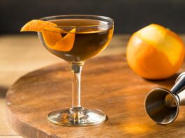 Classic Hanky Panky Cocktail with Cognac and an Orange Garnish