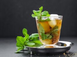 Mint Julep Cocktail with Cognac, Ice and Mint