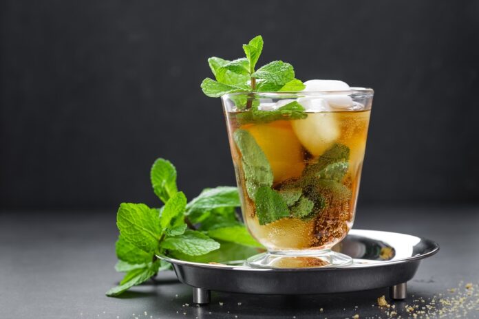 Mint Julep Cocktail with Cognac, Ice and Mint