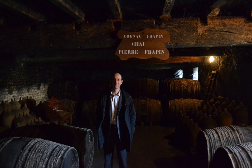 Cognac Frapin's Cellar Master, Patrice Piveteau in the Lower Cellar